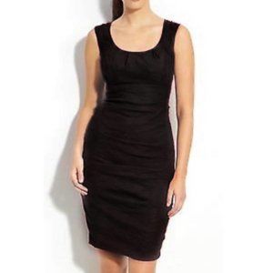 Eileen Fisher Ruched Sheath Dress Black Metallic Size 8